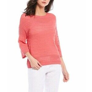 Tommy Bahama Womens Sea Grass Open Weave Sweater 100% Cotton Coral Large